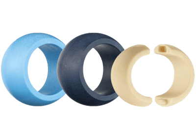 Colorful spherical balls used in automation and industrial applications.