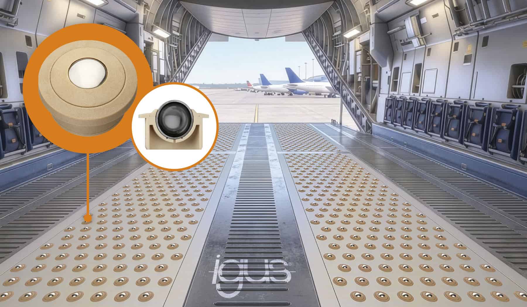 Xiros hollow ball transfer units reduce weight in cargo aircraft by up to 49 percent.